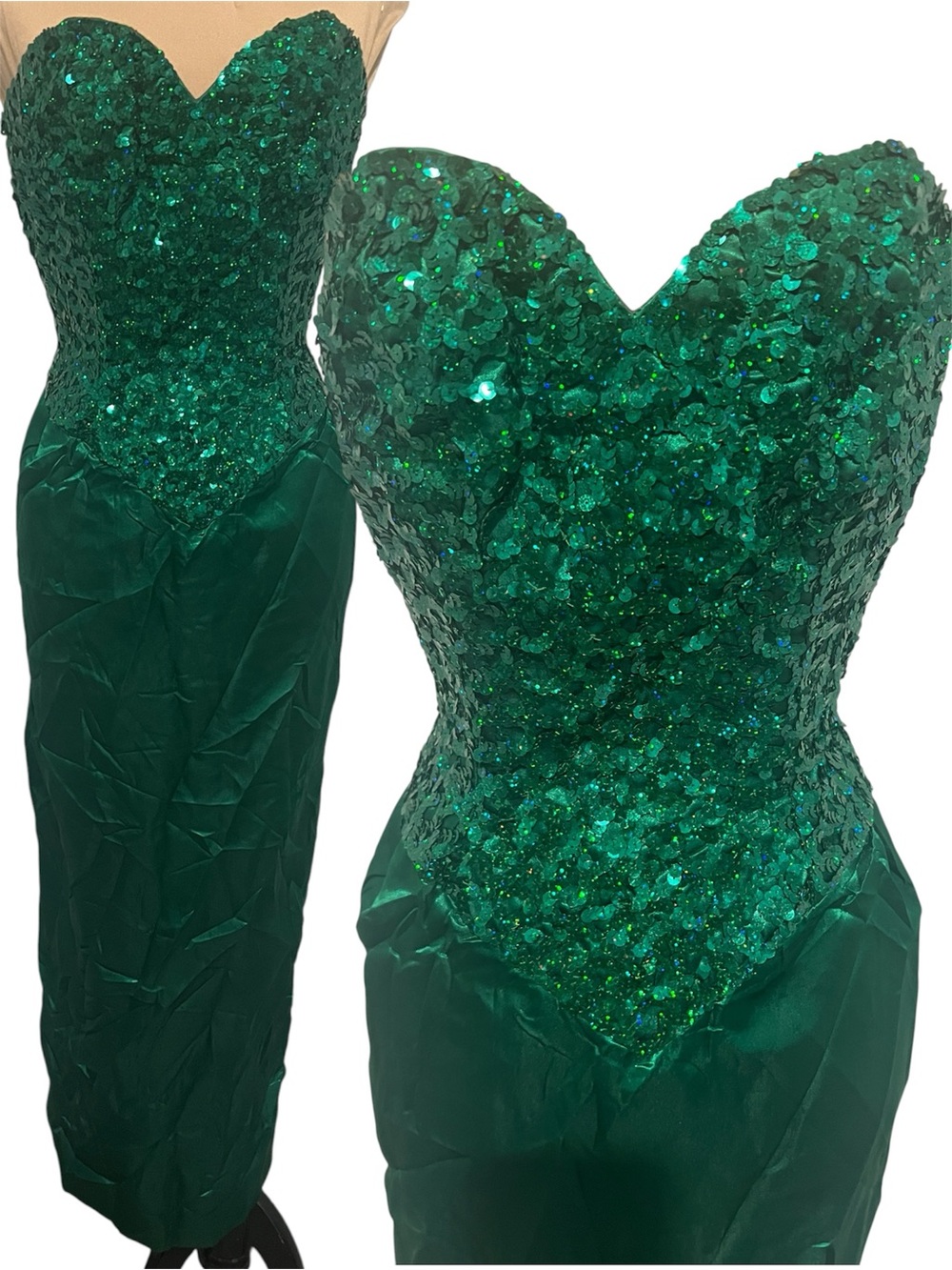 Vintage VaVoom Sequin Strapless Black Tie Evening Dress